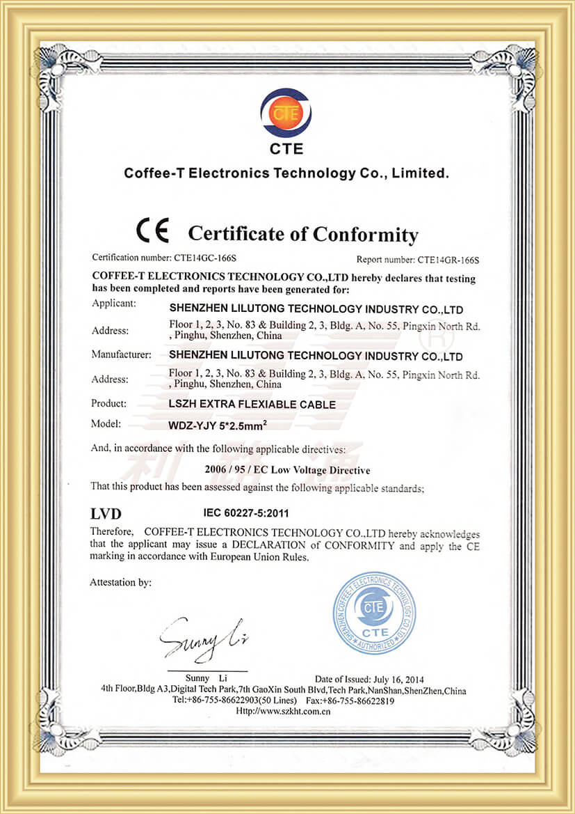 CE Cable quality certification